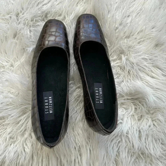 Stuart Weitzman leather Croc pattern shoes vintage Sz 10 work girls boss - Picture 2 of 7